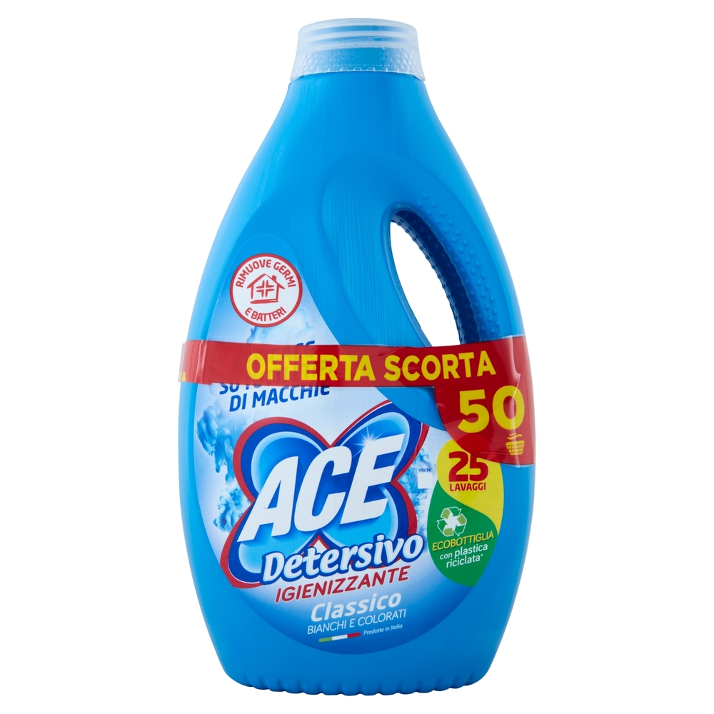 Ace Detersivo Liquido Classico Igienizzante 2 x 25 Lavaggi 2 x 1375 ml